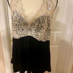 LAST CHANCE AT $10 Adore Me nightshirt lingerie top black with lace size small